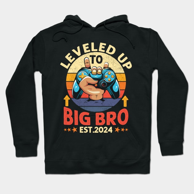 Leveled Up to Big Brother Video Gamer Big Bro Level Unlocked Boys Hoodie by DenverSlade